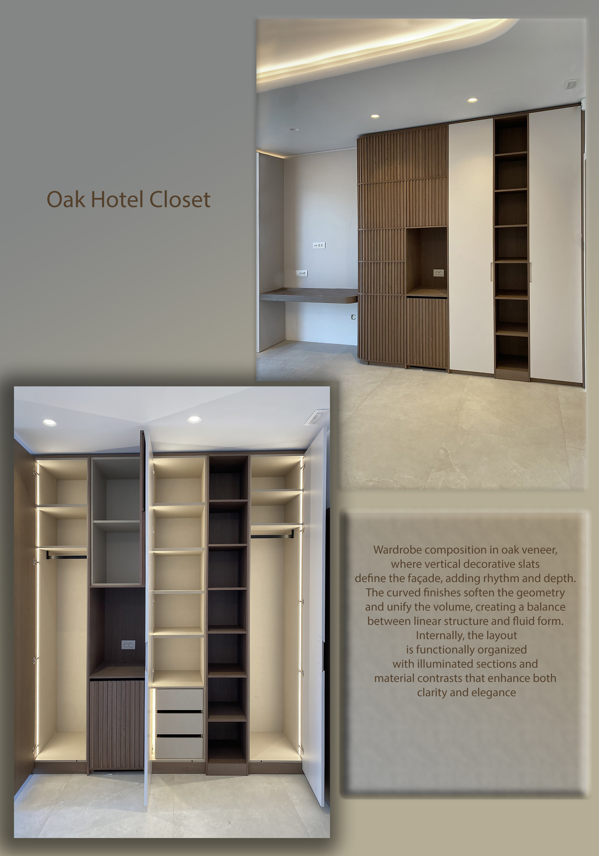 Oak Slatted Wardrobe - Interior design detail 3 by Ilia Dabiza - Dressing Rooms & Closets