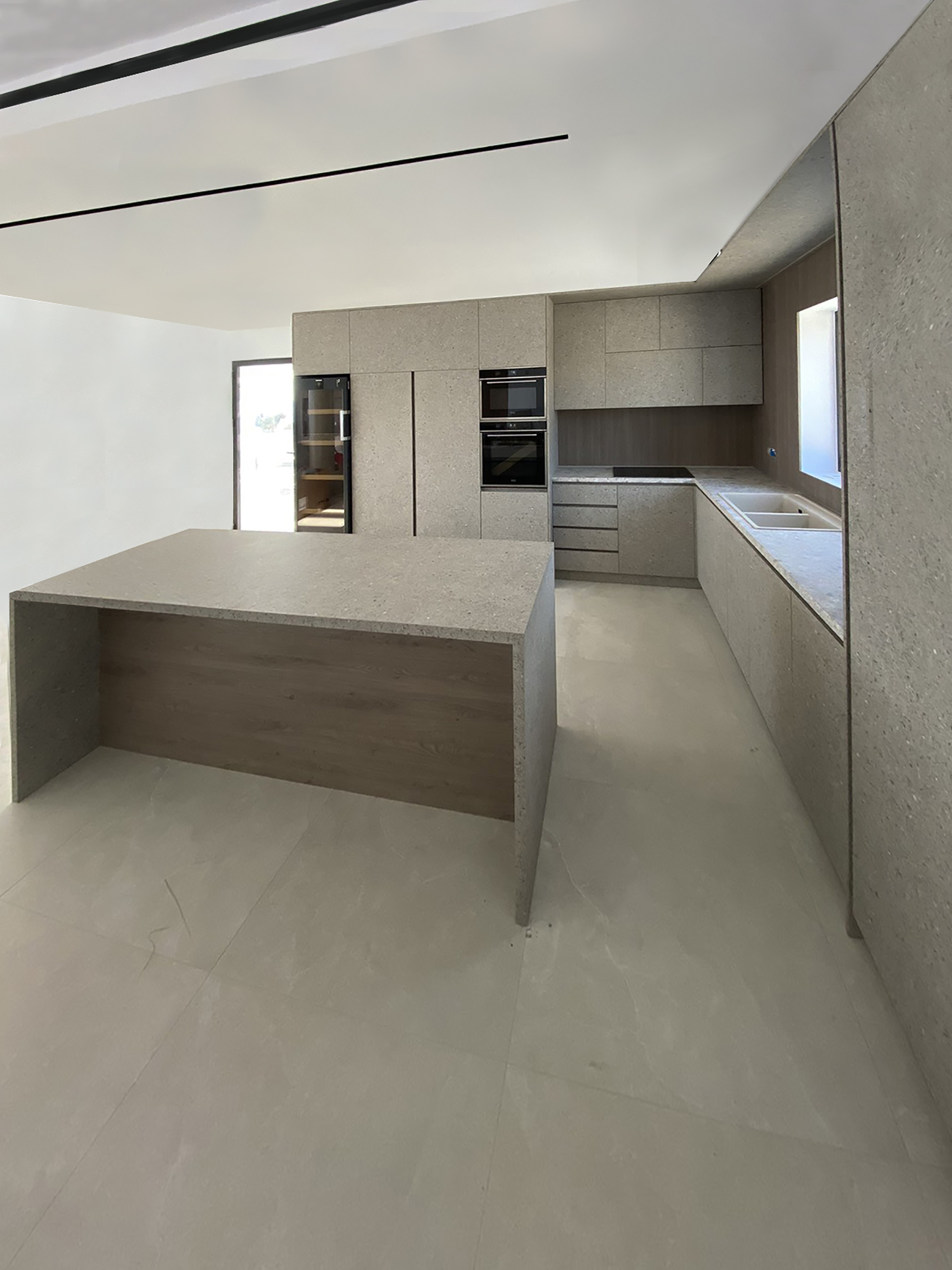 Concrete & Walnut Melamine - Interior design detail 1 by Ilia Dabiza - Kitchen